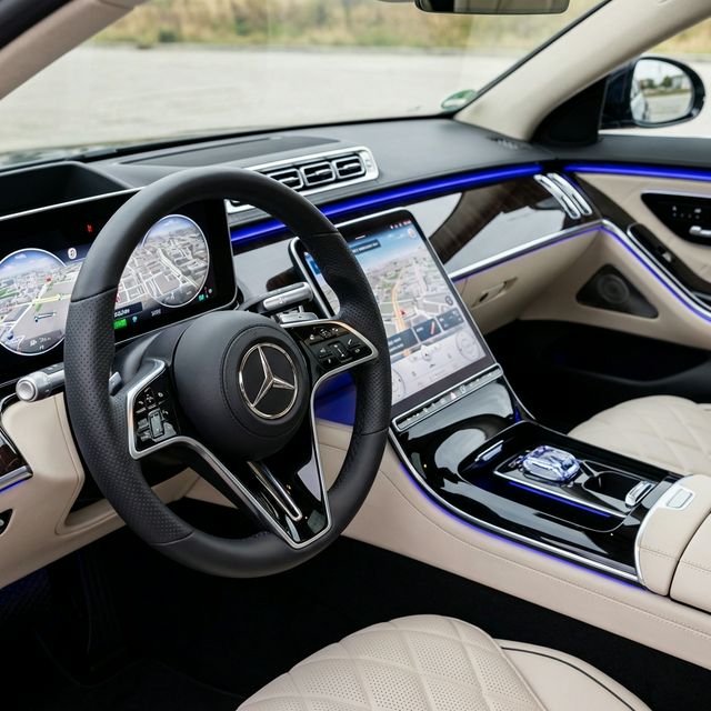 Premium leather interior of a luxury Mercedes executive car